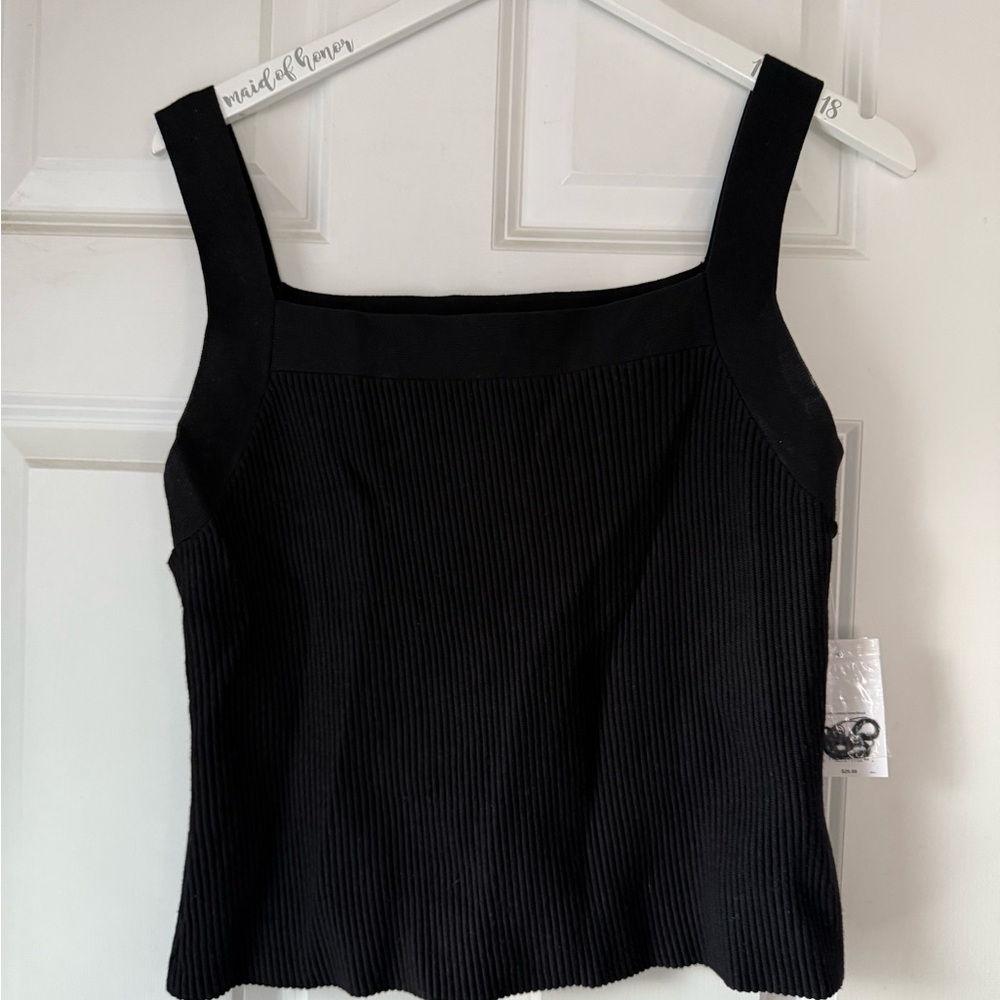 Nine West Black Ribbed cropped knit Top